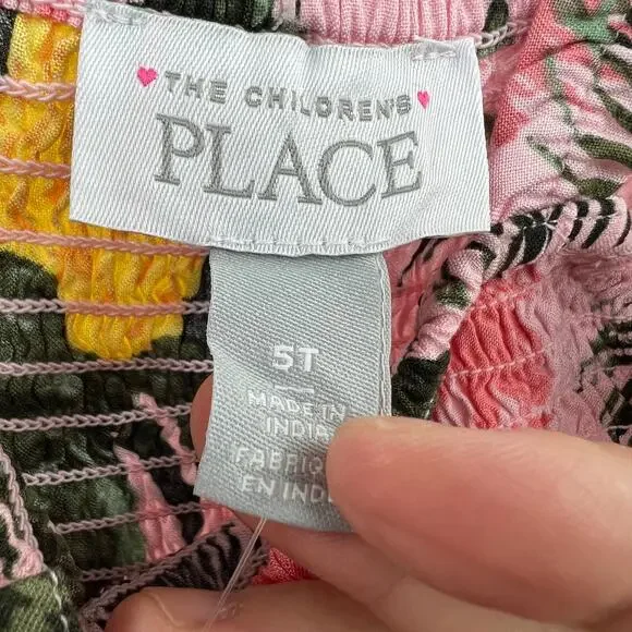 NWT The Children’s Place 5T Pink Aspen Gold Floral Dress Hawaiian Pineapple - Picture 5 of 7